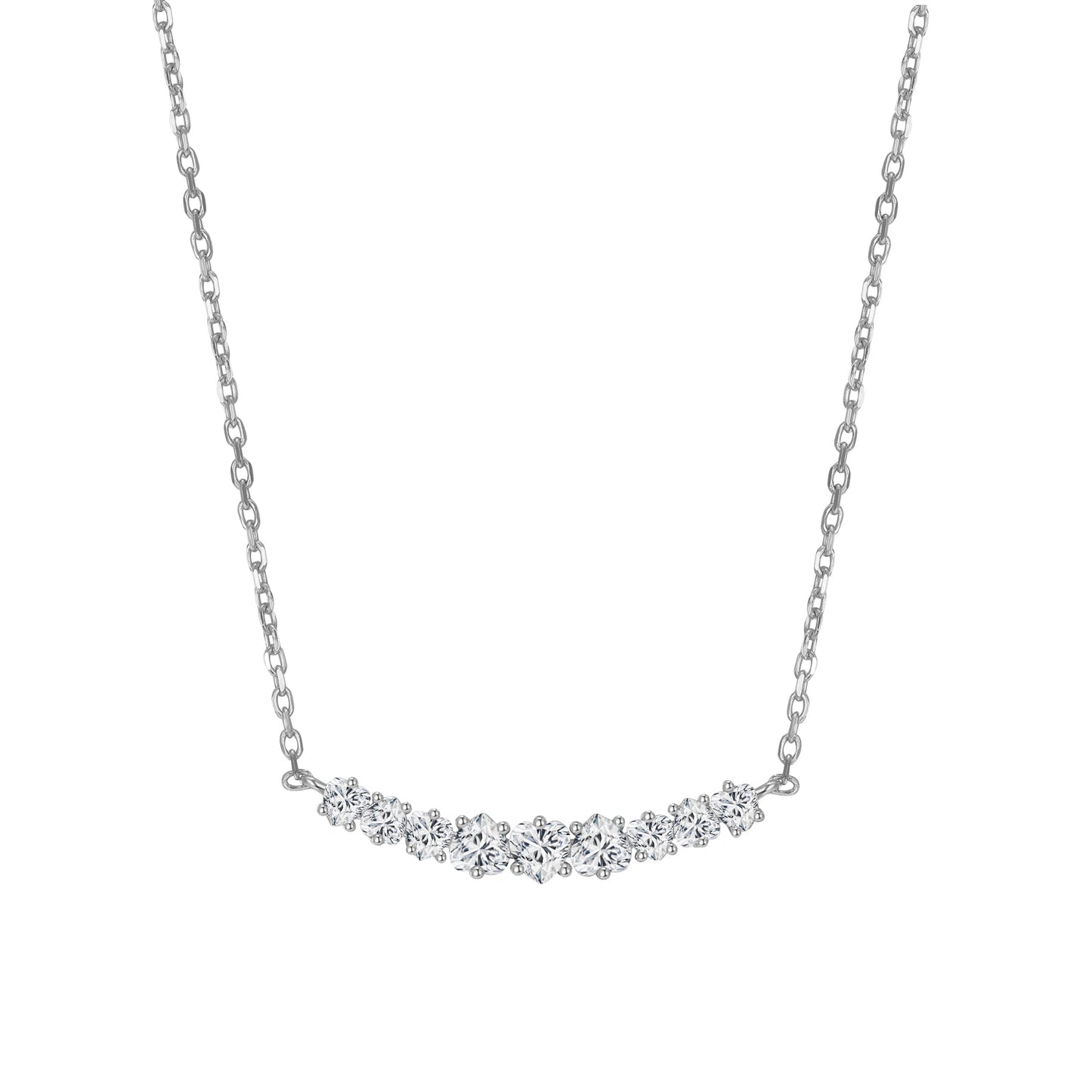 Heart Tennis Necklace Sterling Silver