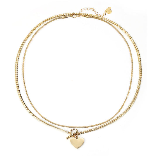 Heart and Snake Chain Necklace Set Waterproof