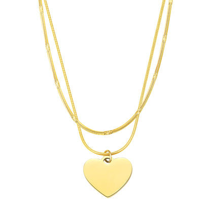 Heart and Textured Snake Chain Necklace Set Waterproof