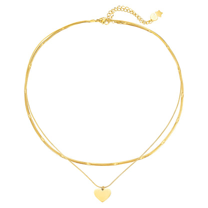 Heart and Textured Snake Chain Necklace Set Waterproof