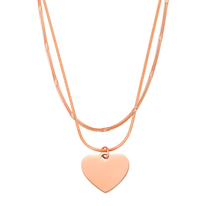 Heart and Textured Snake Chain Necklace Set Waterproof