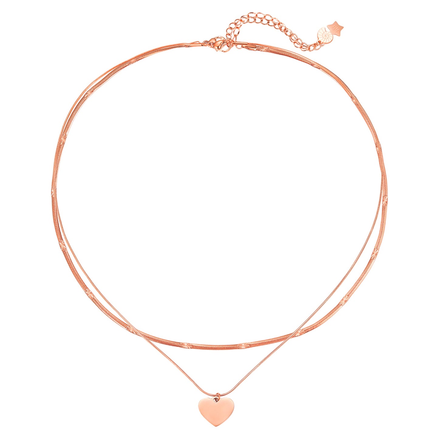 Heart and Textured Snake Chain Necklace Set Waterproof