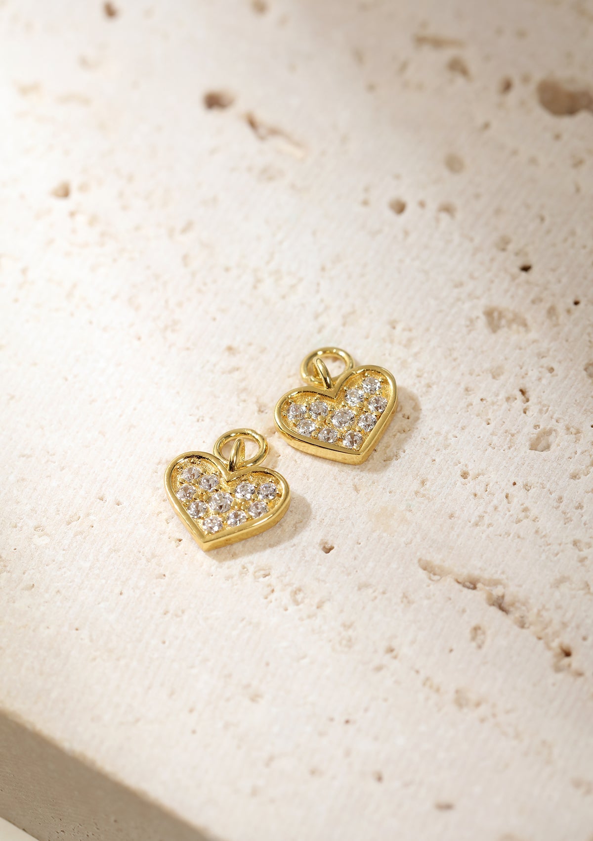 Heart Charm Hoop Earrings Sterling Silver Gold