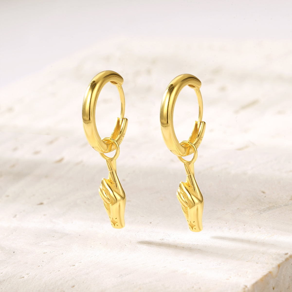 Crossed Fingers Huggie Earrings Sterling Silver