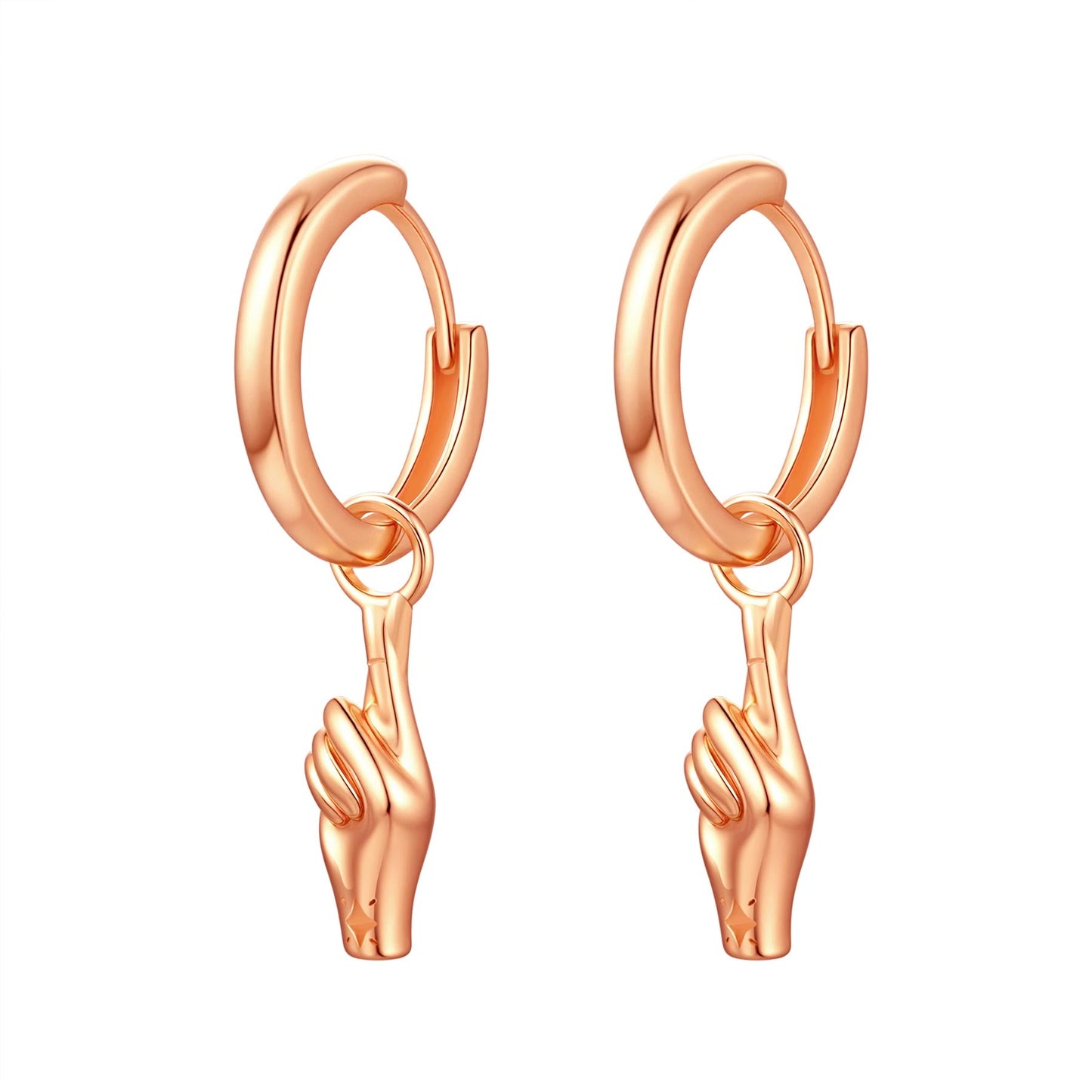 Crossed Fingers Huggie Earrings Sterling Silver