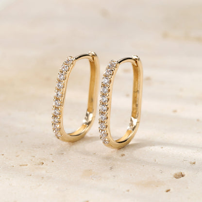 Illuminated Oval Huggie Earrings 14K Gold