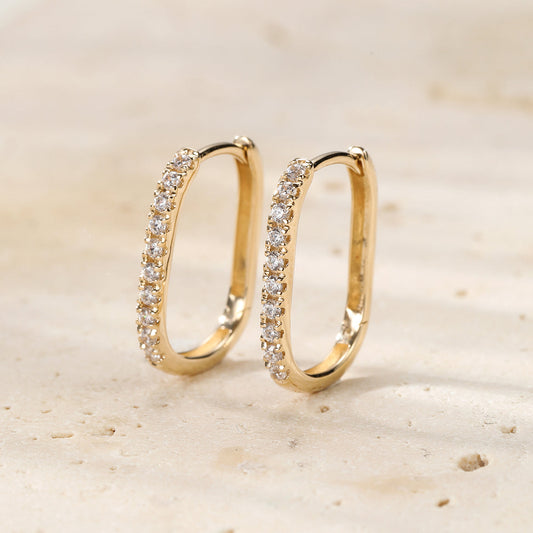Illuminated Oval Huggie Earrings 14K Gold