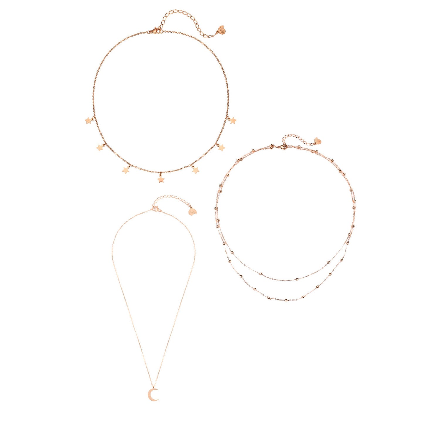 Multilayer Necklace Set Rose Gold