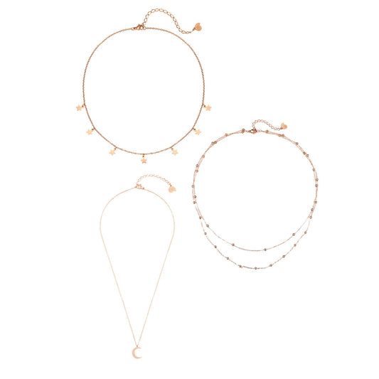 Multilayer Necklace Set Rose Gold