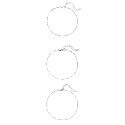 Delicate Layering Bracelets Set Sterling Silver