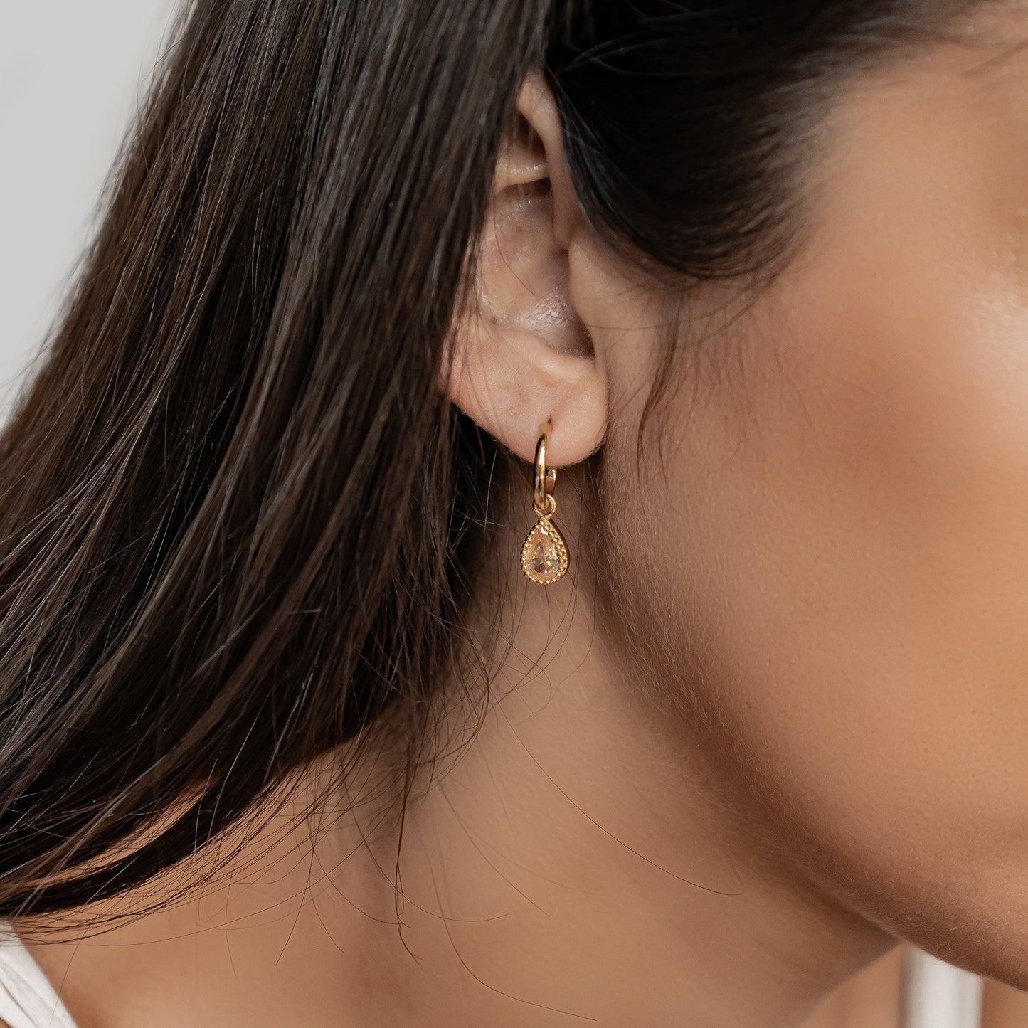 January Garnet Birthstone Hoop Earrings Sterling Silver