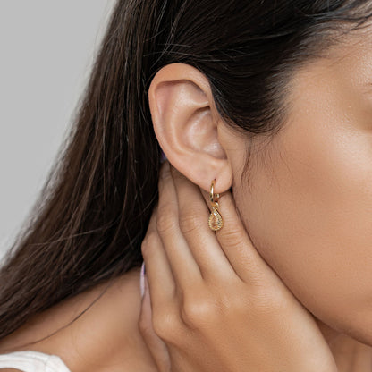 January Garnet Birthstone Hoop Earrings Sterling Silver