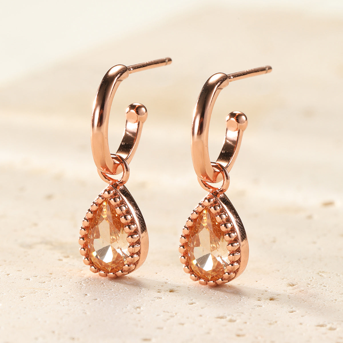 January Garnet Birthstone Hoop Earrings Sterling Silver