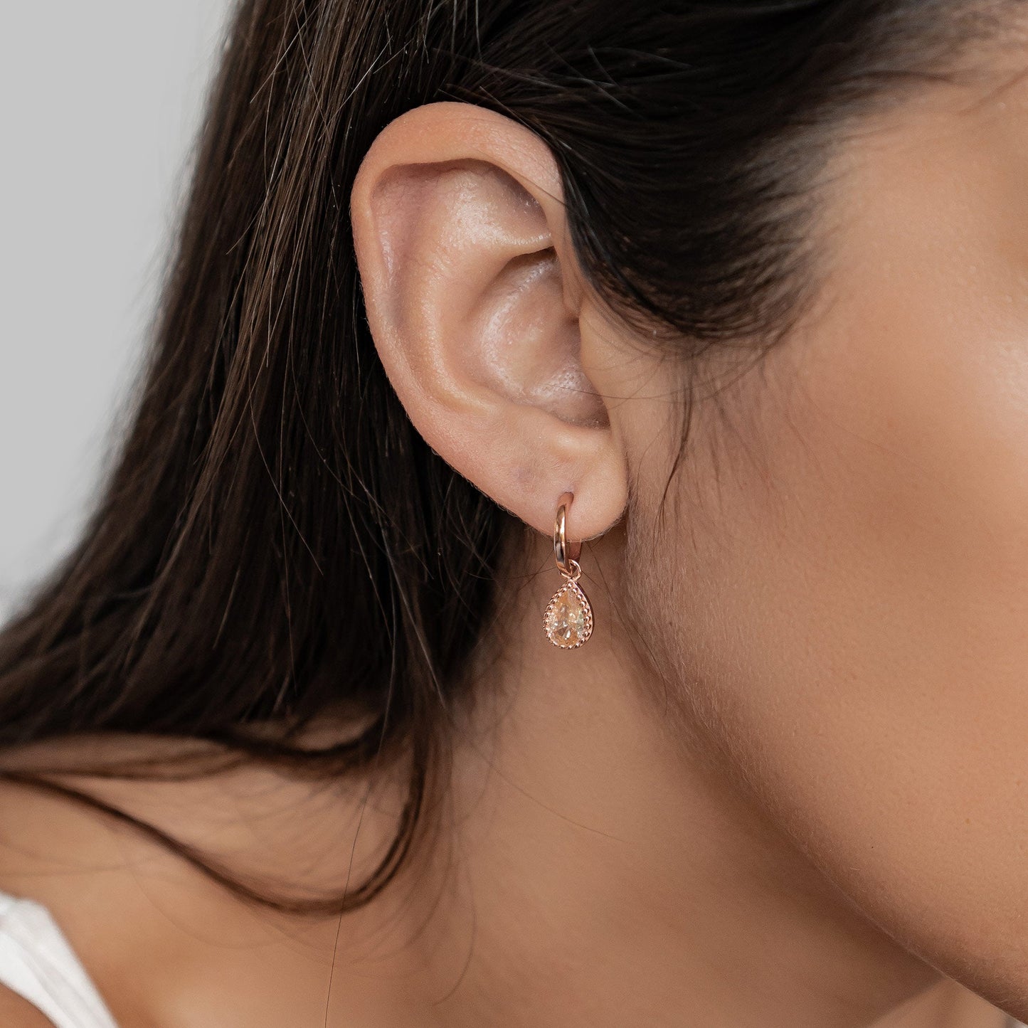 January Garnet Birthstone Hoop Earrings Sterling Silver