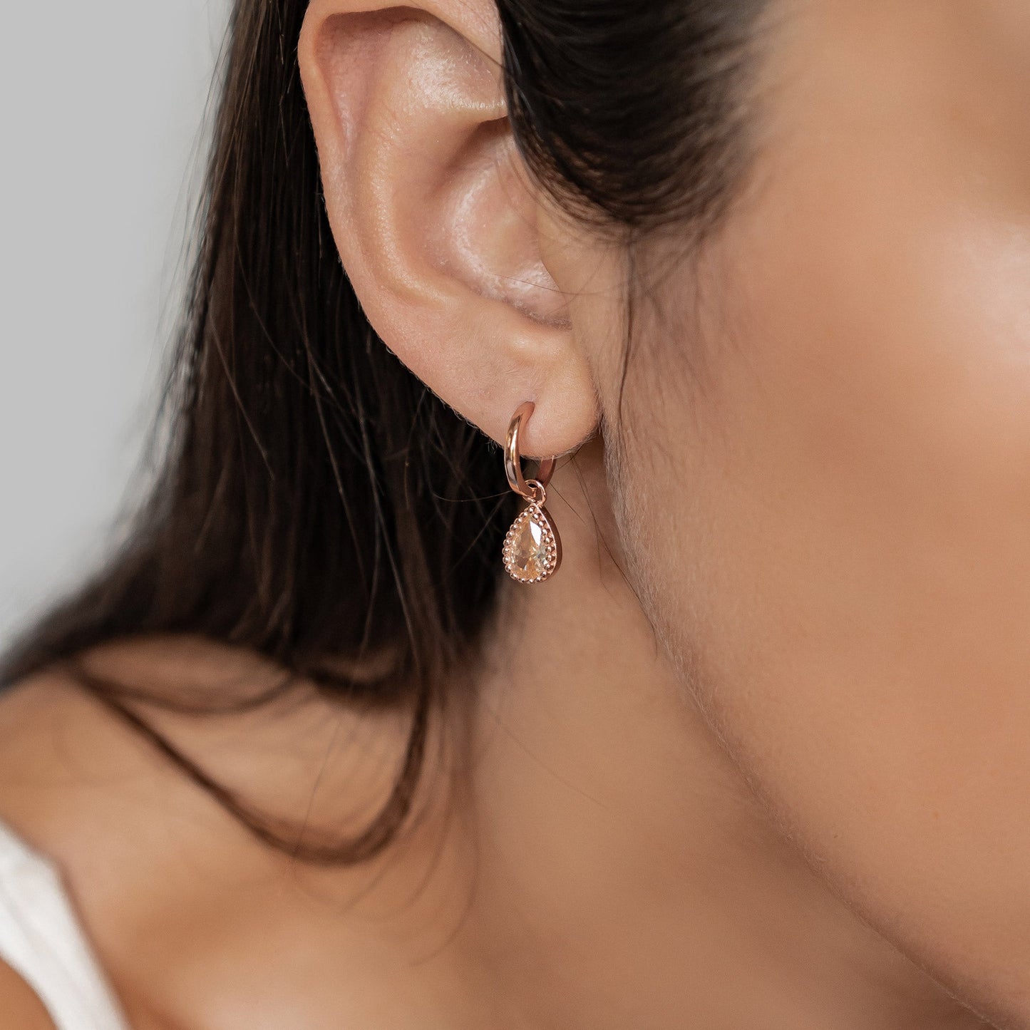 January Garnet Birthstone Hoop Earrings Sterling Silver