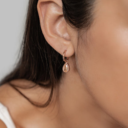 January Garnet Birthstone Hoop Earrings Sterling Silver