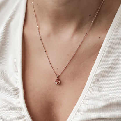 January Garnet Birthstone Necklace Sterling Silver