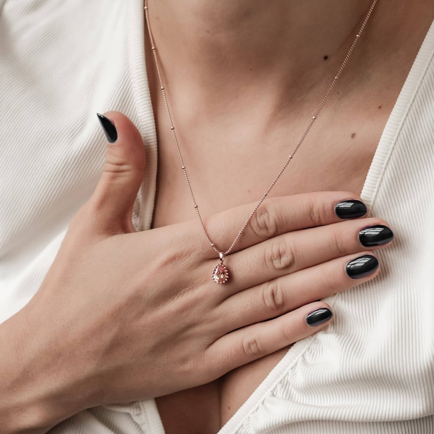 January Garnet Birthstone Necklace Sterling Silver