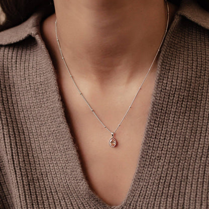 January Garnet Birthstone Necklace Sterling Silver