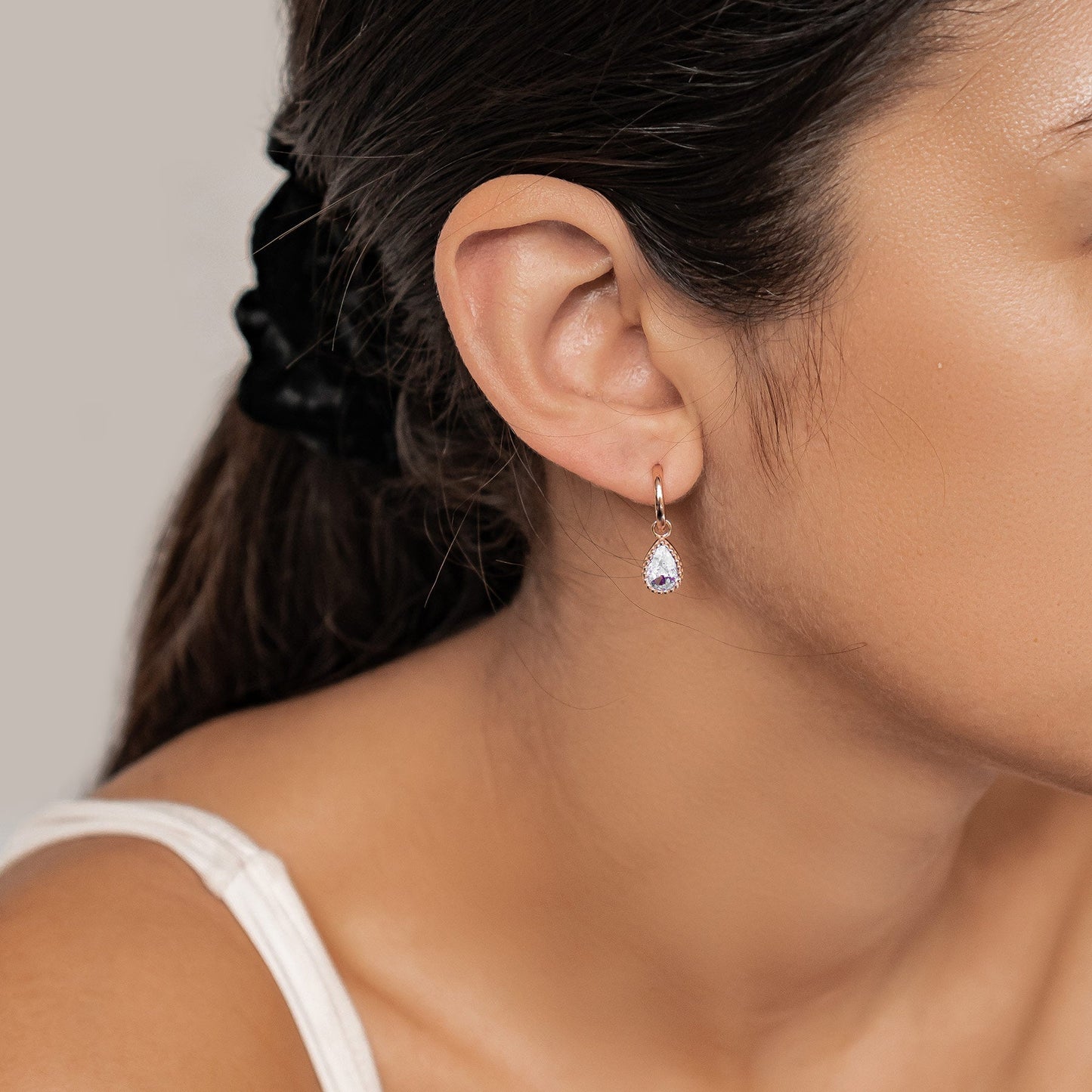 June Alexandrite Birthstone Hoop Earrings Sterling Silver