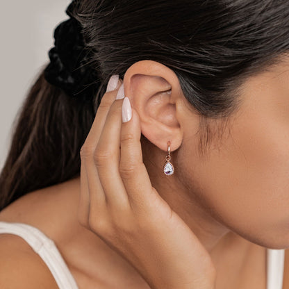 June Alexandrite Birthstone Hoop Earrings Sterling Silver