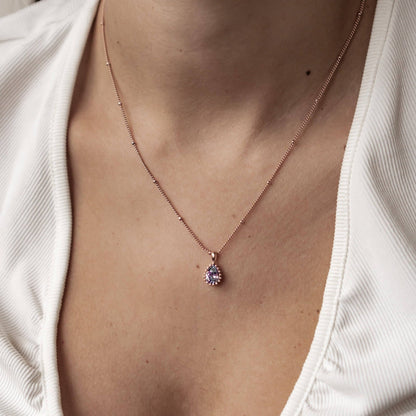 June Alexandrite Birthstone Necklace Sterling Silver