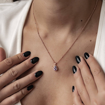 June Alexandrite Birthstone Necklace Sterling Silver