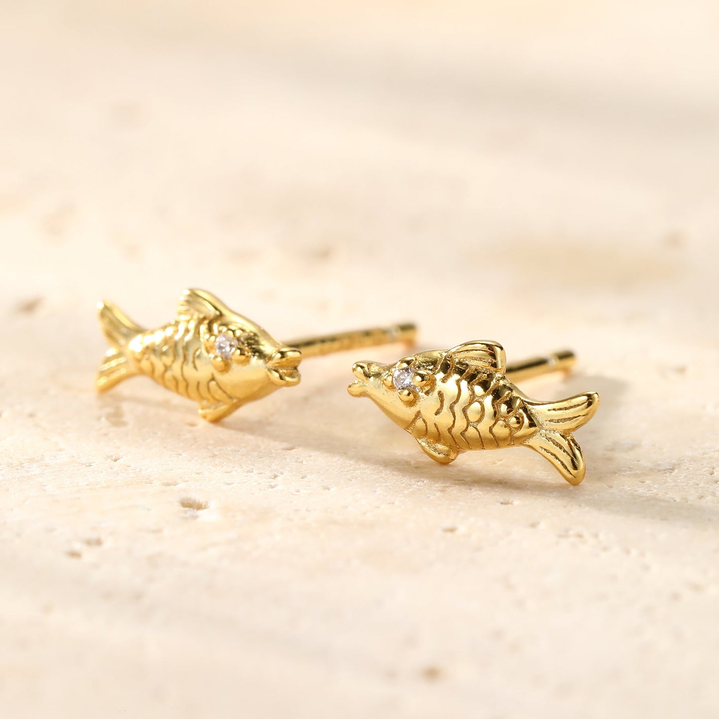 Kissing Fish Stud Earrings Sterling Silver