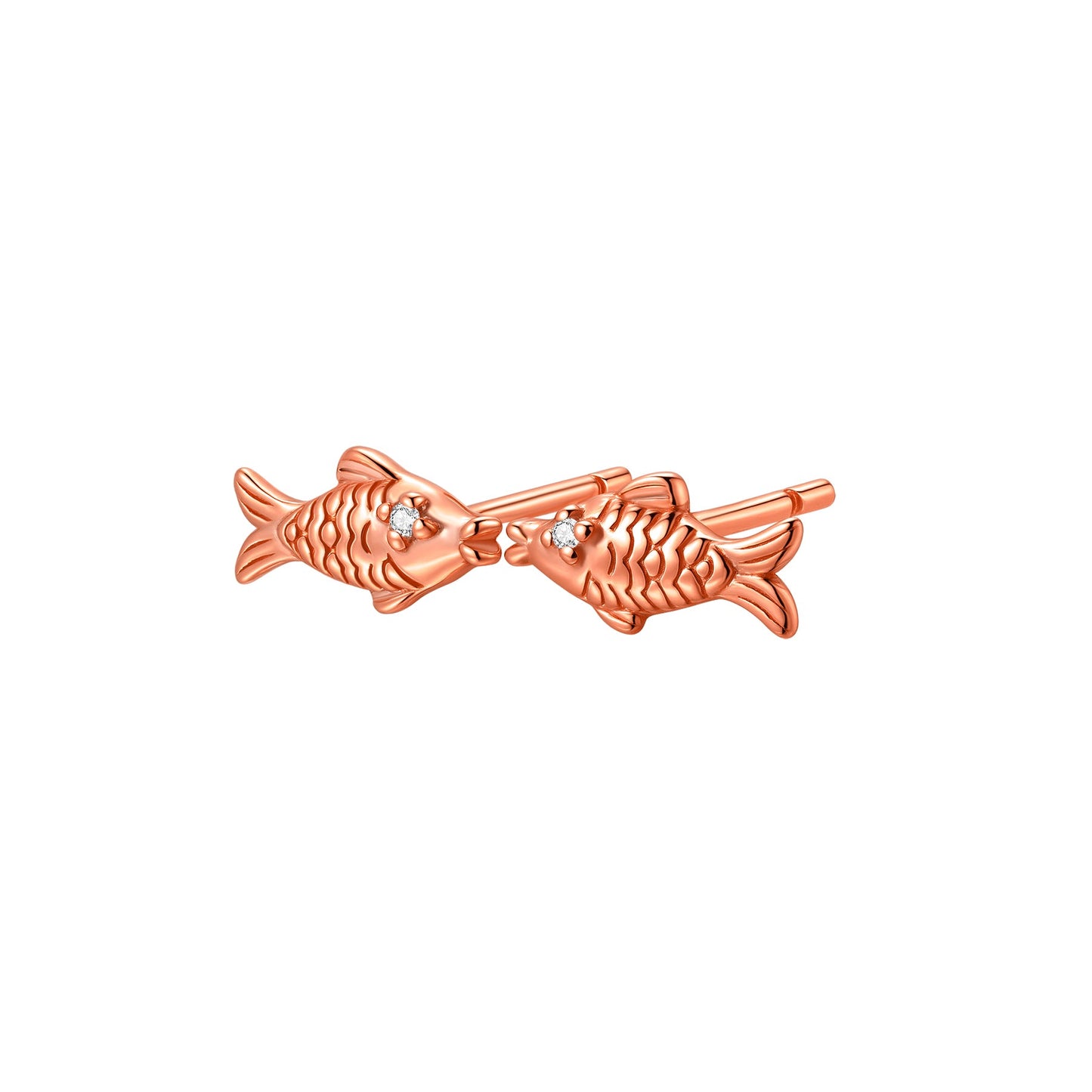 Kissing Fish Stud Earrings Sterling Silver