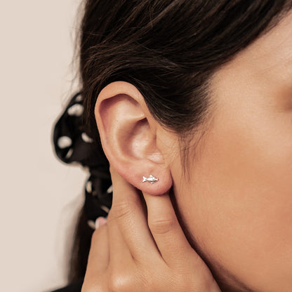 Kissing Fish Stud Earrings Sterling Silver