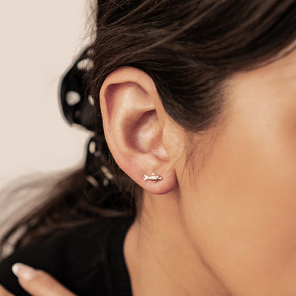 Kissing Fish Stud Earrings Sterling Silver