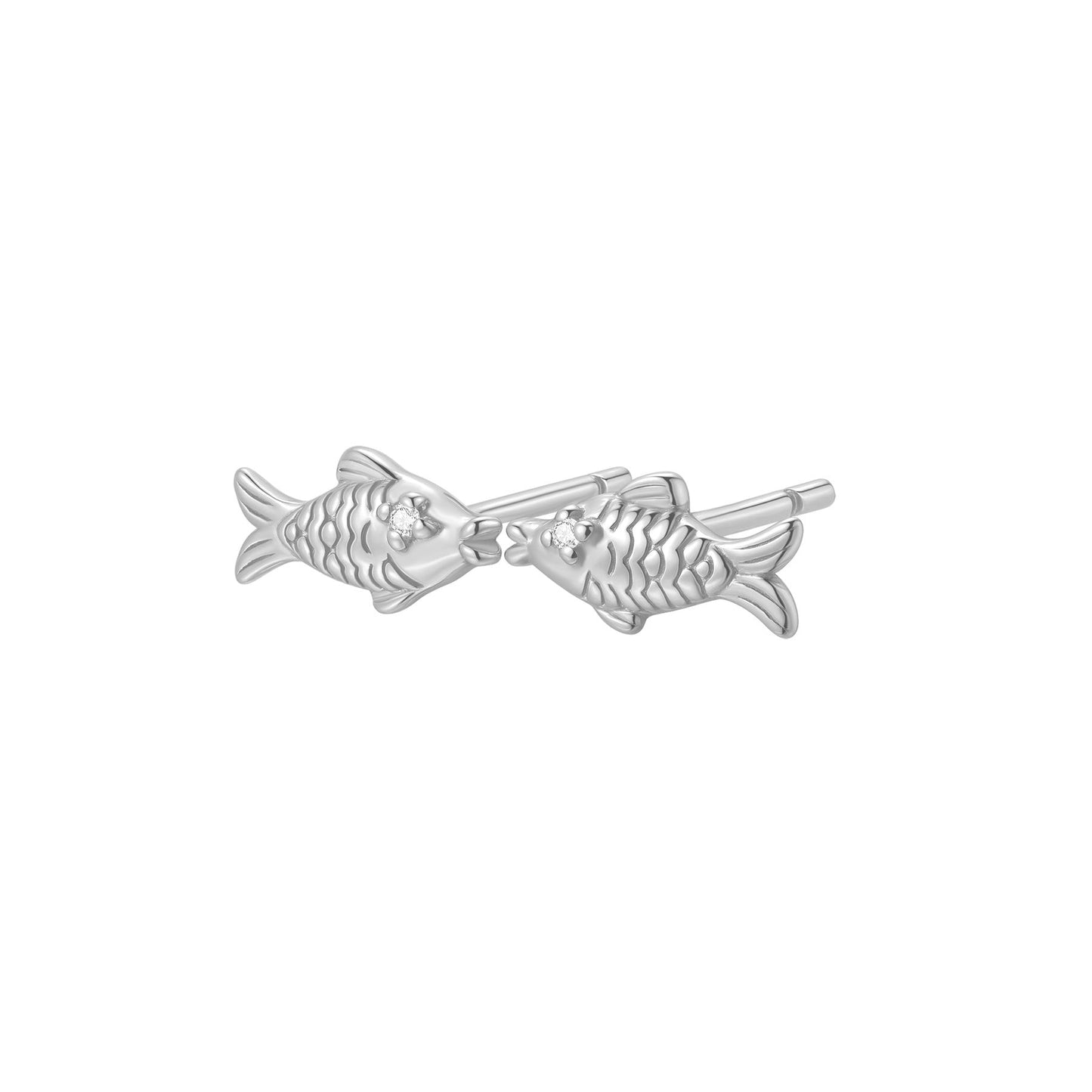 Kissing Fish Stud Earrings Sterling Silver