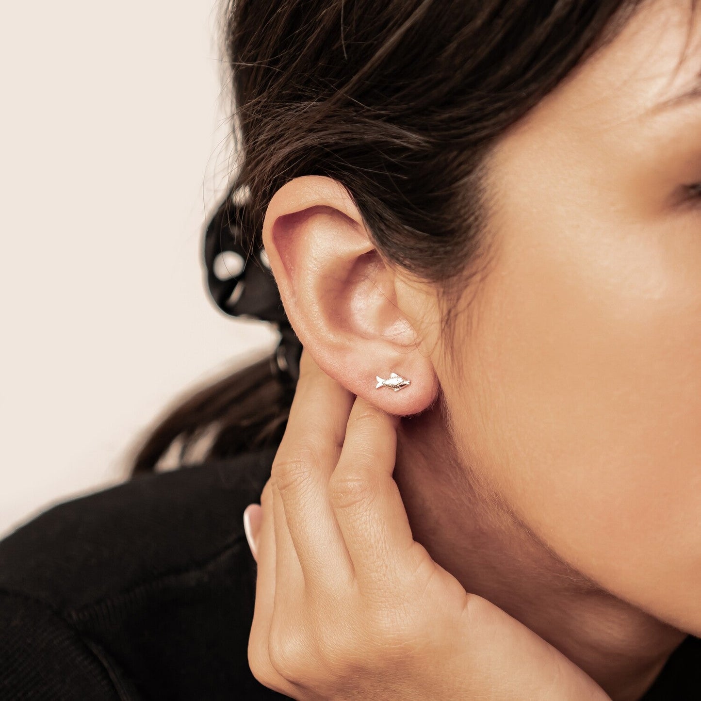 Kissing Fish Stud Earrings Sterling Silver