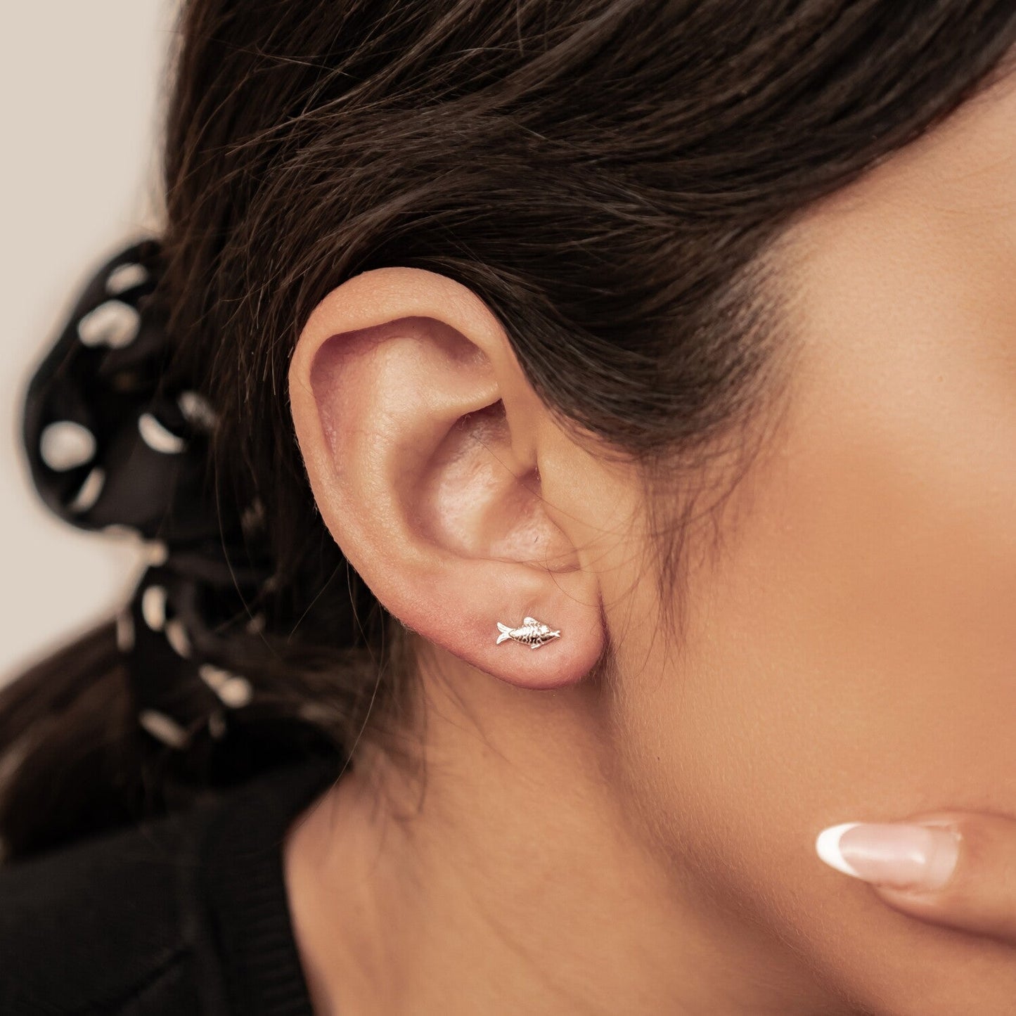 Kissing Fish Stud Earrings Sterling Silver