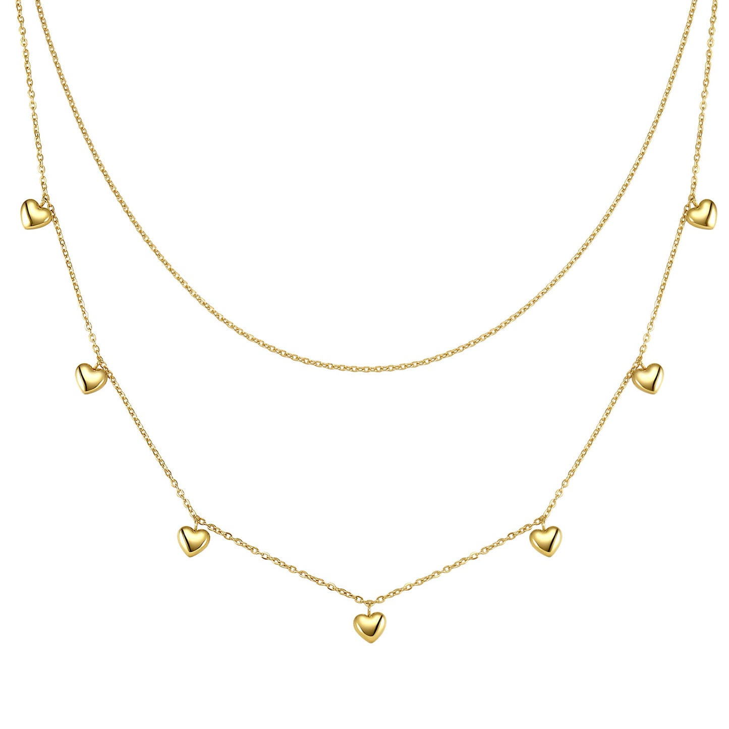 Layered Chunky Heart Necklace Waterproof