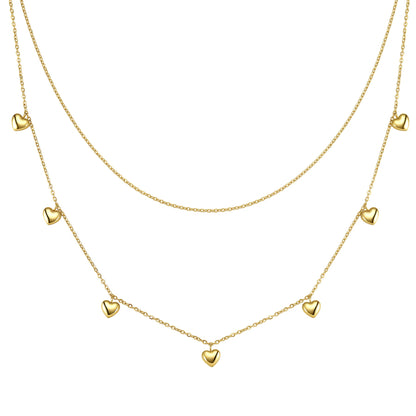 Layered Chunky Heart Necklace Waterproof