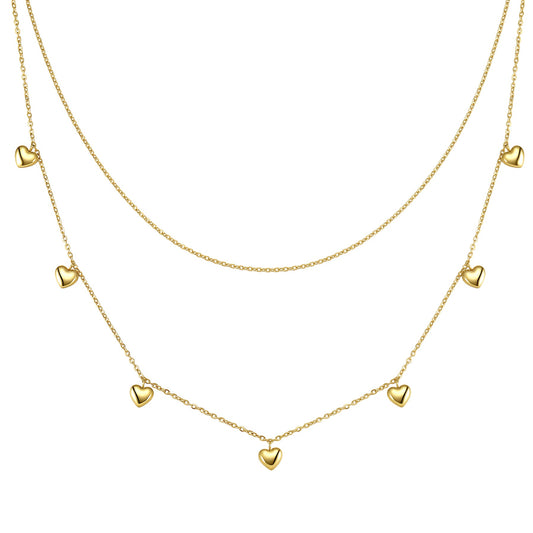 Layered Chunky Heart Necklace Waterproof