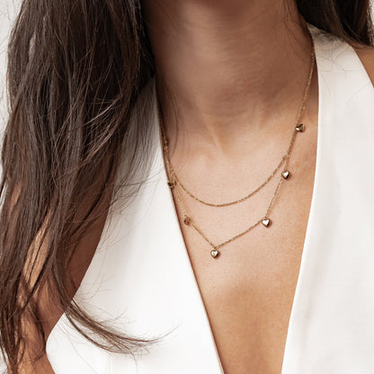 Layered Chunky Heart Necklace Waterproof