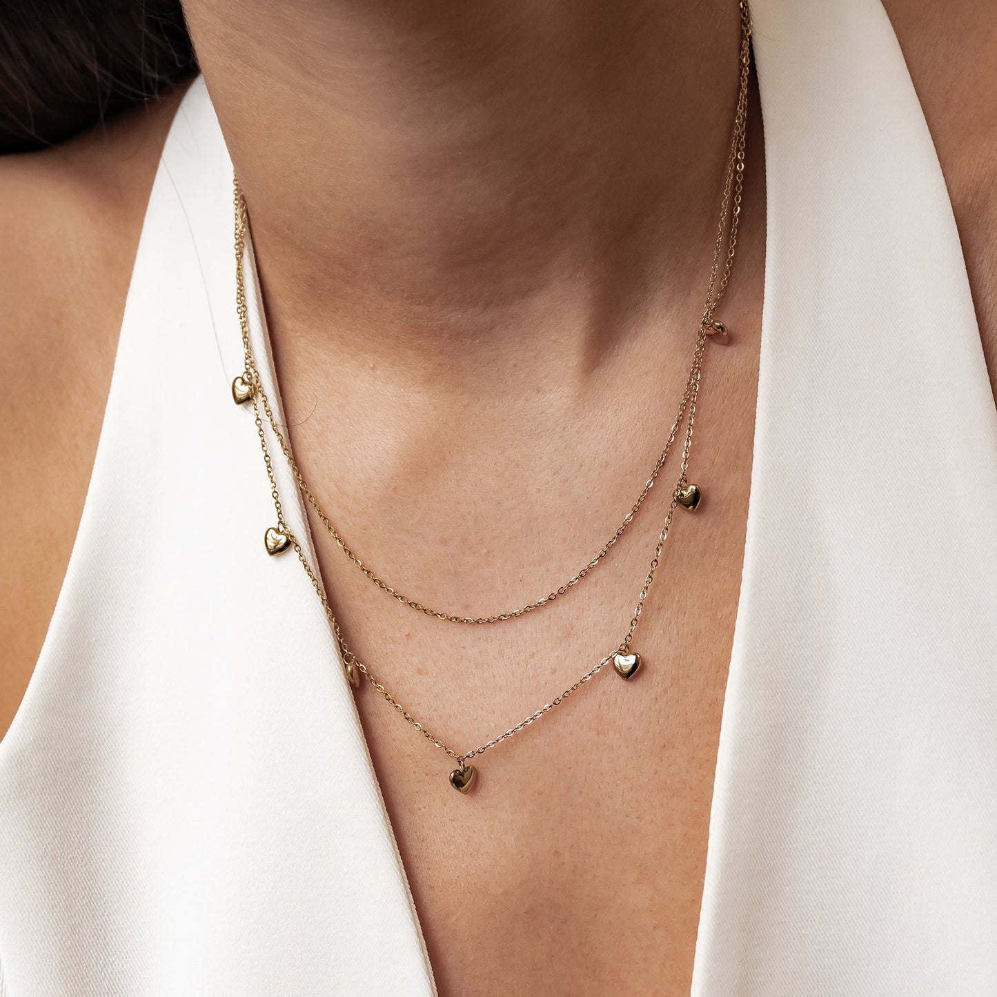 Layered Chunky Heart Necklace Waterproof