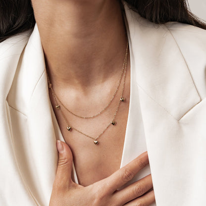 Layered Chunky Heart Necklace Waterproof