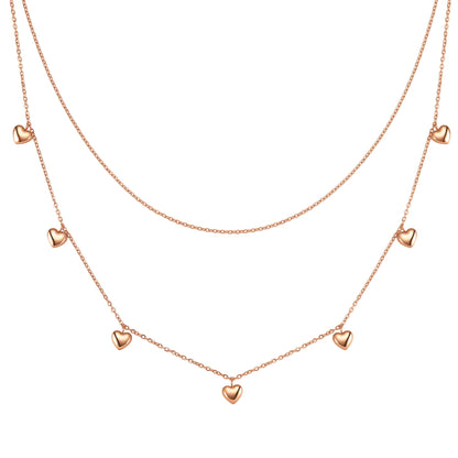 Layered Chunky Heart Necklace Waterproof
