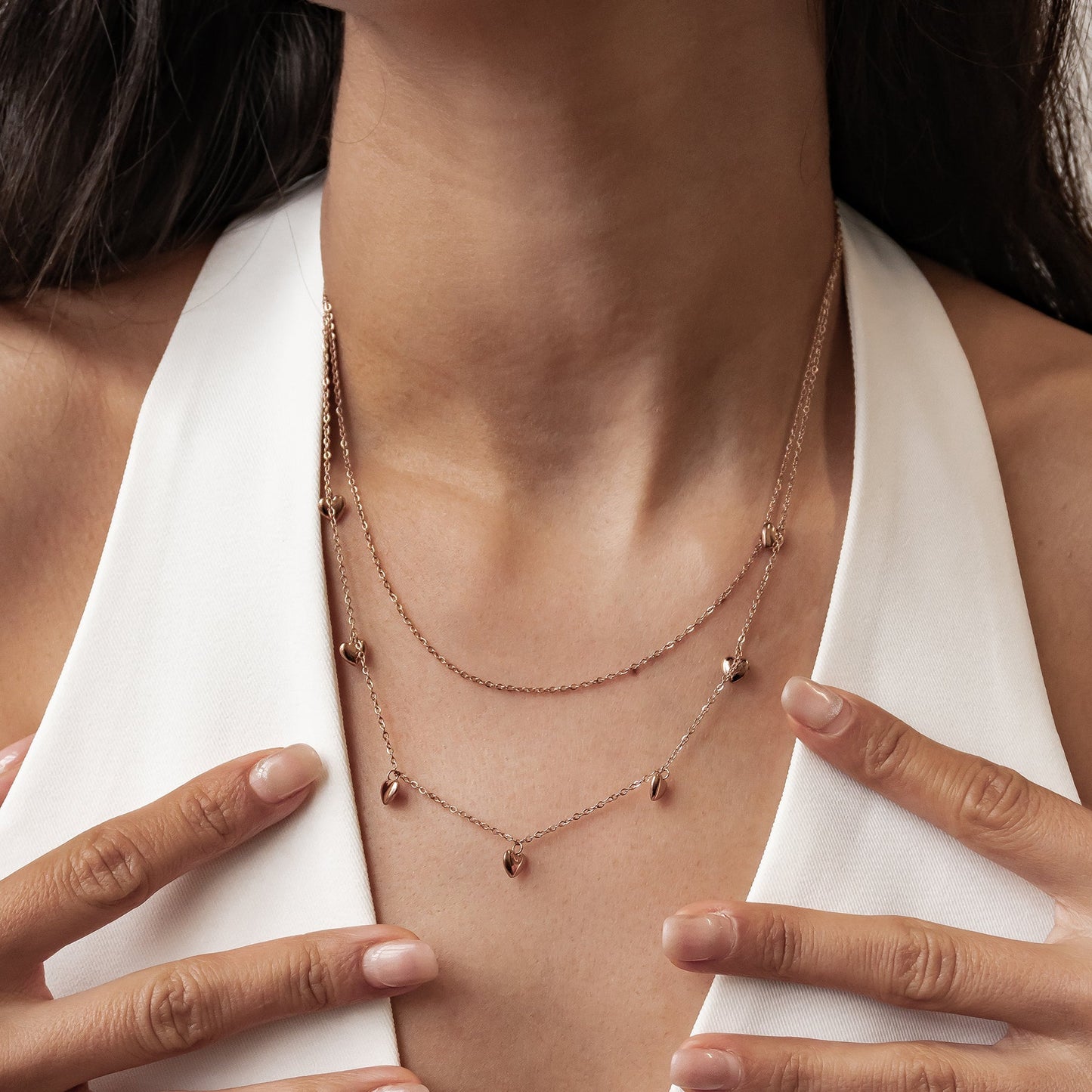 Layered Chunky Heart Necklace Waterproof