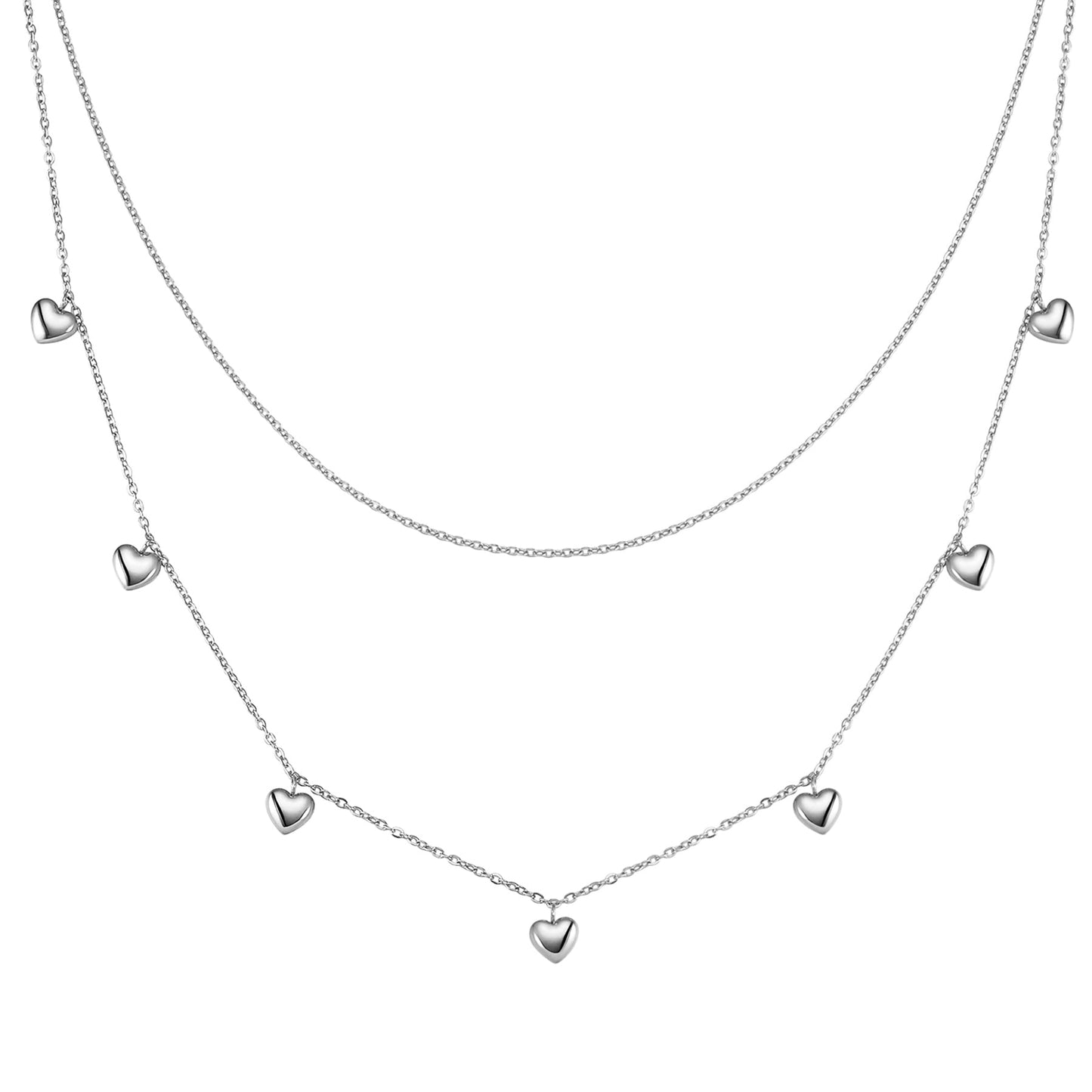 Layered Chunky Heart Necklace Waterproof