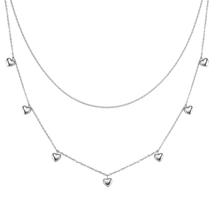 Layered Chunky Heart Necklace Waterproof