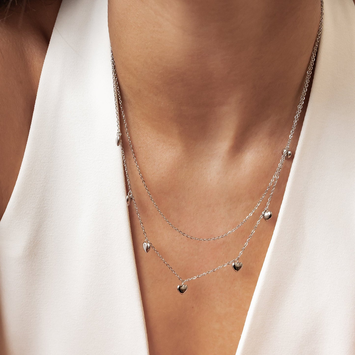 Layered Chunky Heart Necklace Waterproof