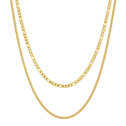 Layered Curb & Paperclip Chain Necklace Waterproof