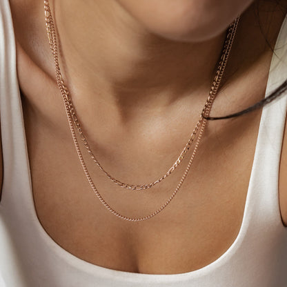 Layered Curb & Paperclip Chain Necklace Waterproof