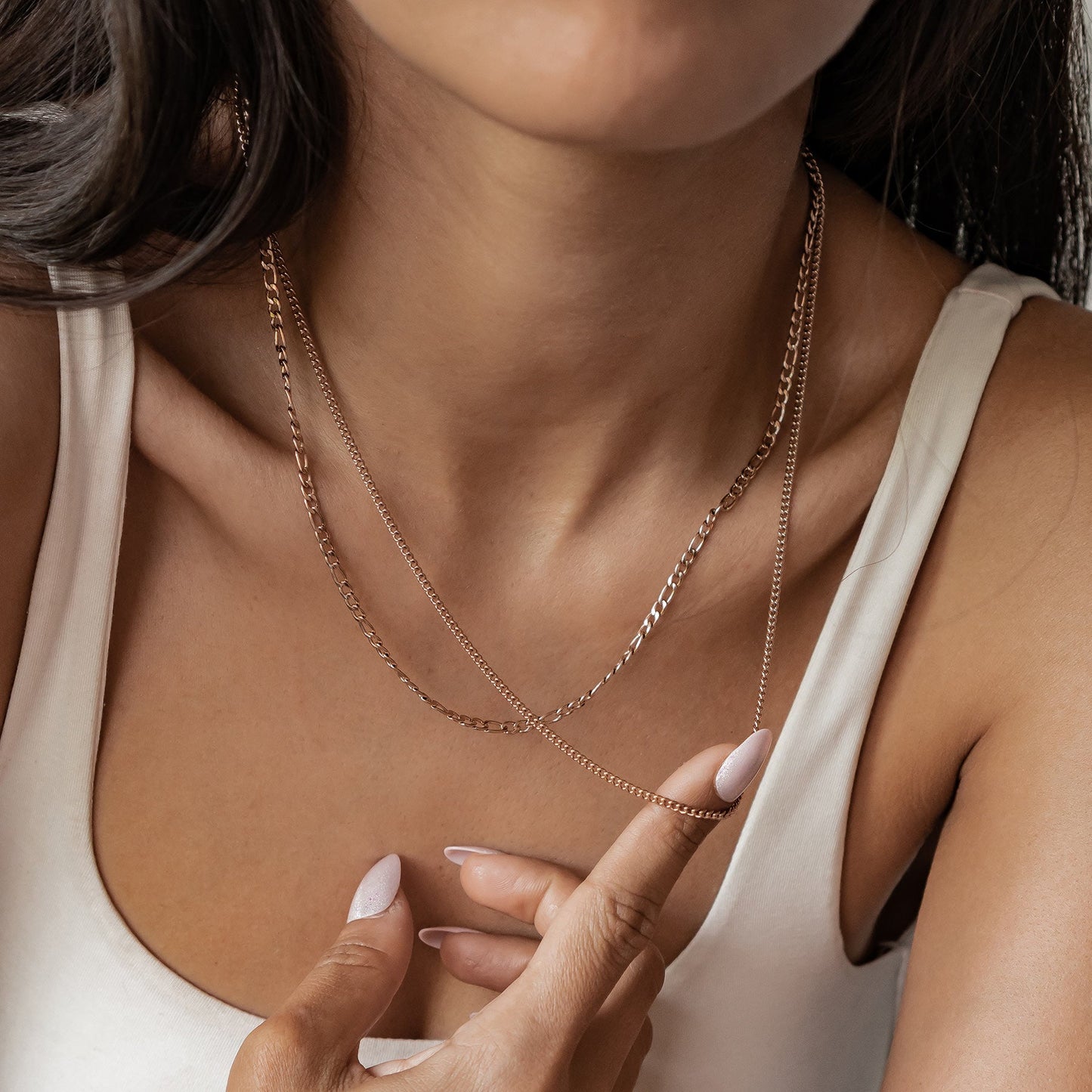 Layered Curb & Paperclip Chain Necklace Waterproof