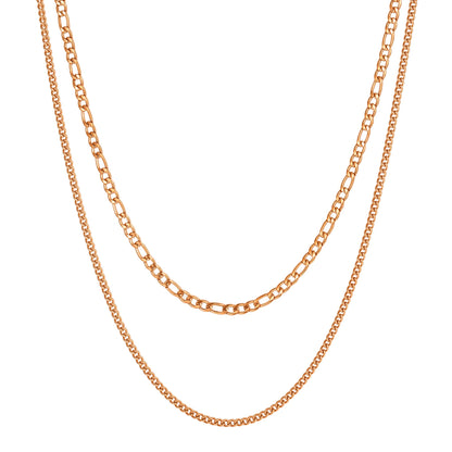 Layered Curb & Paperclip Chain Necklace Waterproof
