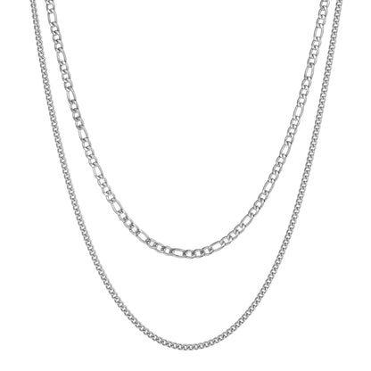 Layered Curb & Paperclip Chain Necklace Waterproof